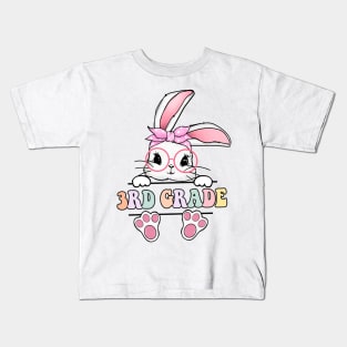 Vintage Happy Easter Bunny 3rd Grade Teacher For Girls Kids Kids T-Shirt
